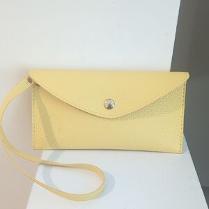 Boutique Pastel Yellow Envelope Clutch with Textured Finish